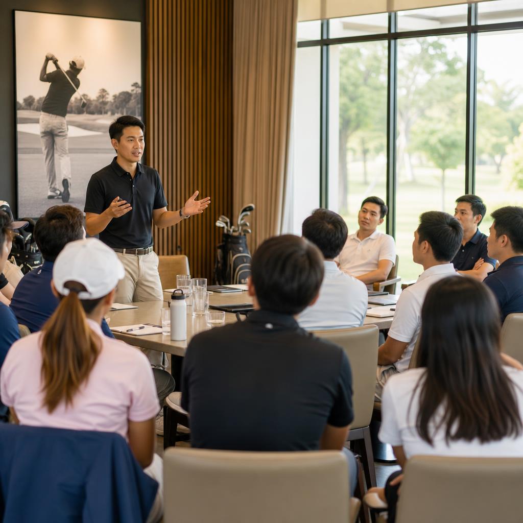 Thai golf professionals at a live workshop